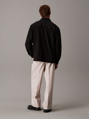 black relaxt overhemdjack van katoen voor heren - calvin klein jeans