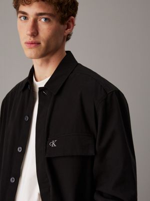 ck black relaxed cotton shirt jacket for men calvin klein jeans