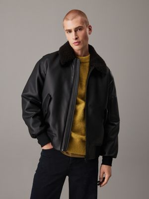 Black leather jacket calvin klein online