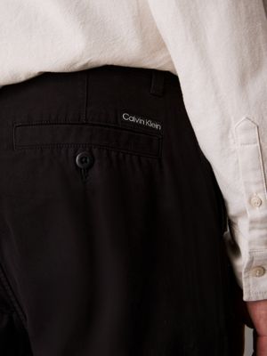 ck black relaxed cropped cotton trousers for men calvin klein jeans