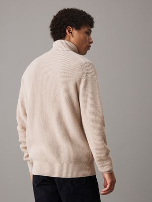 grey coltrui van wolmix voor heren - calvin klein jeans