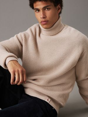 moonbeam wool blend roll neck jumper for men calvin klein jeans