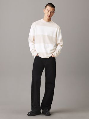 moonbeam / ivory cotton knit jumper for men calvin klein jeans