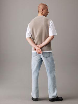 grey textured cotton vest for men calvin klein jeans