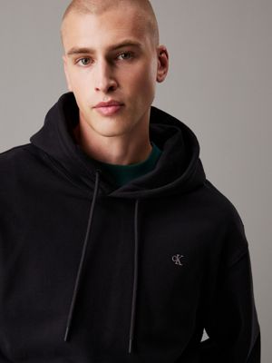 ck black cotton terry hoodie for men calvin klein jeans