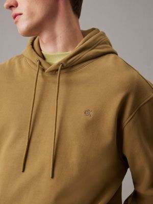 gothic olive cotton terry hoodie for men calvin klein jeans