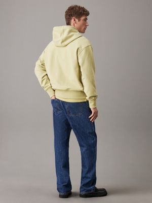 leek green cotton terry hoodie for men calvin klein jeans