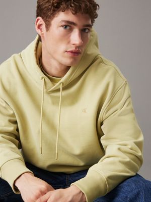 leek green hoodie aus baumwoll-frottee für herren - calvin klein jeans