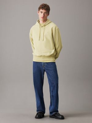 leek green hoodie aus baumwoll-frottee für herren - calvin klein jeans