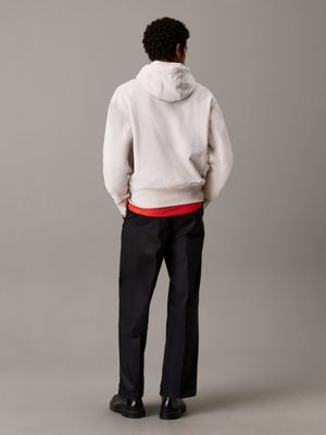 sweat-shirt à capuche en tissu éponge de coton grey pour hommes calvin klein jeans