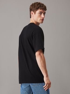 ck black brushed rib cotton t-shirt for men calvin klein jeans