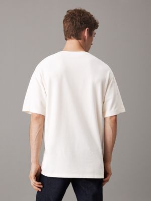 white brushed rib cotton t-shirt for men calvin klein jeans