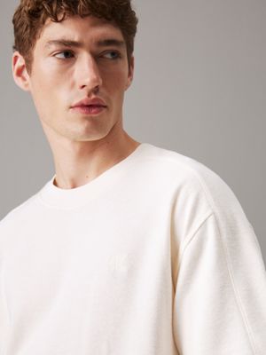 antique white brushed rib cotton t-shirt for men calvin klein jeans