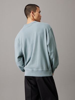 sweat relaxed en coton texturé grey pour hommes calvin klein jeans