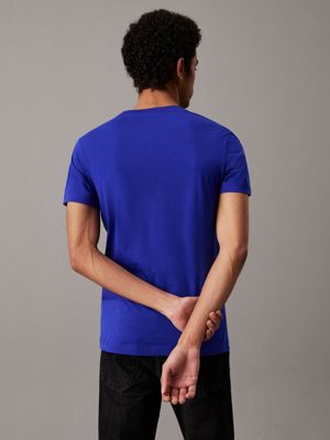 sapphire blue slim monogram t-shirt for men calvin klein jeans