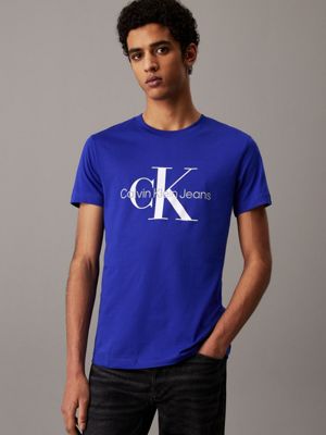 blue slim monogram t-shirt for men calvin klein jeans