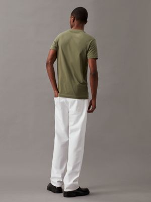 dusty olive slim monogram t-shirt for men calvin klein jeans