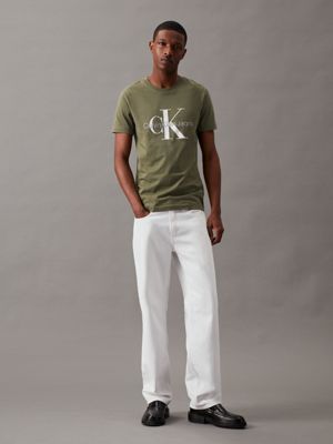 dusty olive slim monogram t-shirt for men calvin klein jeans