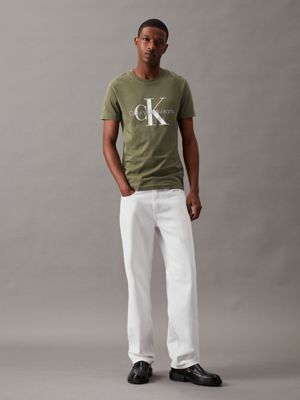 dusty olive slim monogram t-shirt for men calvin klein jeans