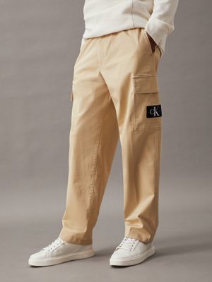 khaki cotton twill cargo pants for men calvin klein jeans