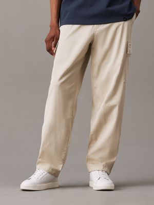 grey cotton twill cargo pants for men calvin klein jeans