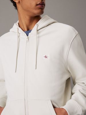 silver birch cotton terry zip up hoodie for men calvin klein jeans