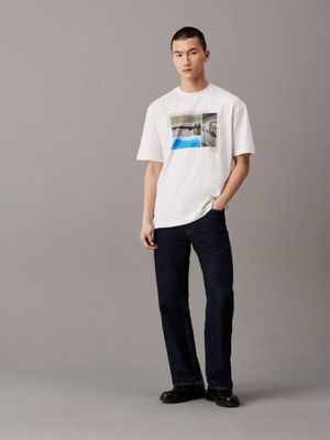 ivory relaxed photo print t-shirt for men calvin klein jeans