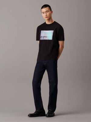 ck black relaxed graphic print t-shirt for men calvin klein jeans