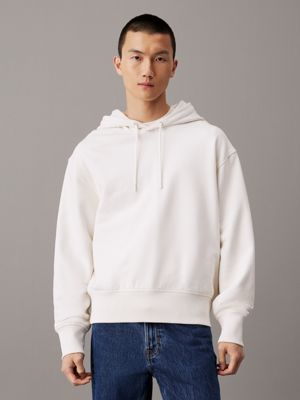 white relaxed back print hoodie for men calvin klein jeans