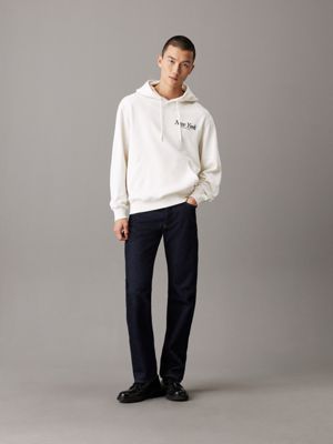 ivory relaxed new york logo hoodie for men calvin klein jeans