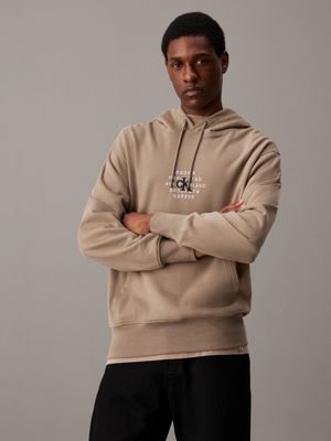 grey relaxed new york logo hoodie for men calvin klein jeans