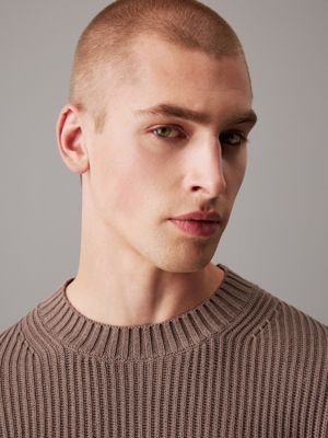 maglione in cotone a costine taglio relaxed falcon da uomini calvin klein jeans