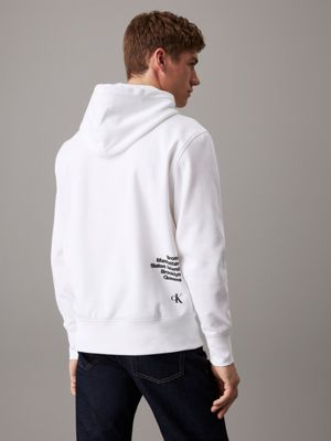 bright white multi logo hoodie for men calvin klein jeans