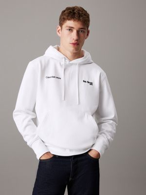 white multi logo hoodie for men calvin klein jeans