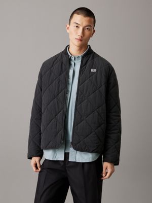 Calvin klein black quilted jacket deals