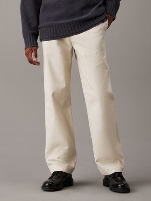 grey straight chino trousers for men calvin klein jeans