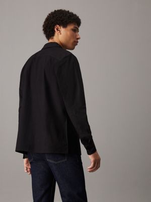 ck black relaxed utility shirt jacket for men calvin klein jeans