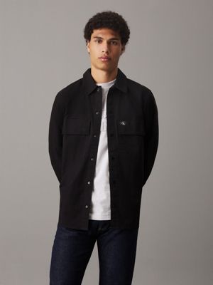 black relaxed utility shirt jacket for men calvin klein jeans