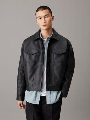 Faux Leather Trucker Jacket Calvin Klein J30J327030BEH