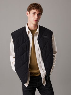 black quilted nylon gilet for men calvin klein jeans