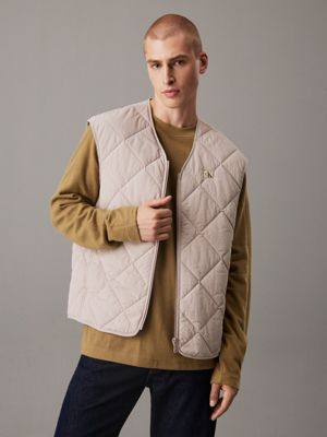 dusty grey quilted nylon gilet for men calvin klein jeans