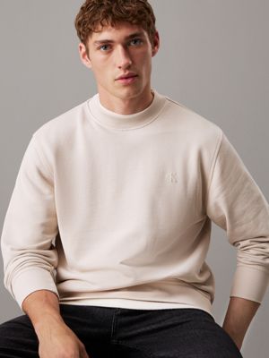 cream back logo sweatshirt for men calvin klein jeans