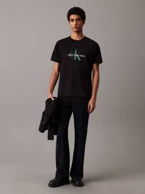 t-shirt con monogramma ck black da uomini calvin klein jeans