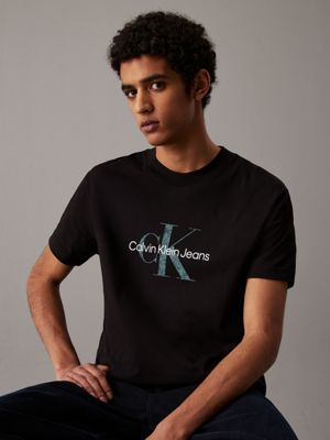 black monogram t-shirt for men calvin klein jeans