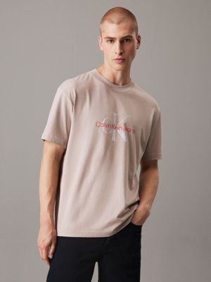 dusty grey monogram t-shirt for men calvin klein jeans