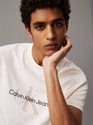 antique white monogram t-shirt for men calvin klein jeans