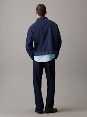 denim swobodna jeansowa kurtka na zamek dla mężczyźni - calvin klein jeans