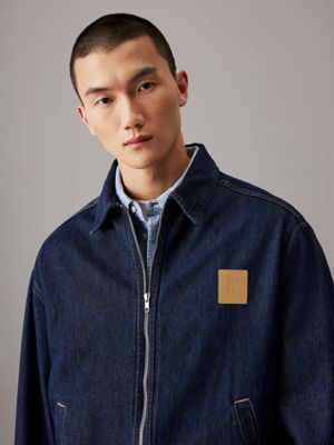 veste zippée relaxed en jean denim rinse pour hommes calvin klein jeans