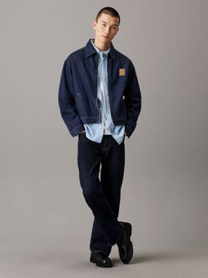 veste zippée relaxed en jean denim rinse pour hommes calvin klein jeans