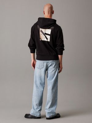 sweat à capuche avec logo dans le dos black pour hommes calvin klein jeans